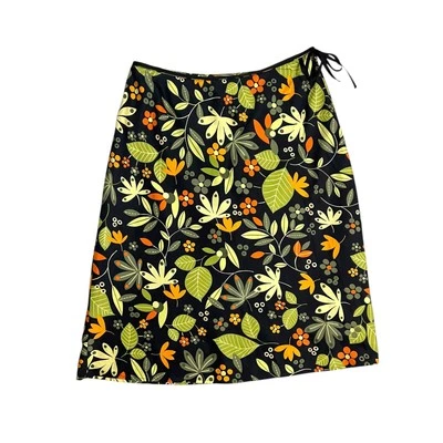 Falda midi floral tropical negra David Brooks talla 6 línea A colorida verde Foto 1 de 4