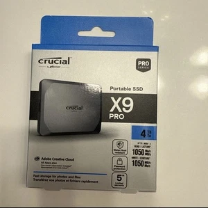 Crucial X9 Pro 4TB USB-C Portable External SSD (CT4000X9PROSSD9) New In Box - Afbeelding 1 van 1
