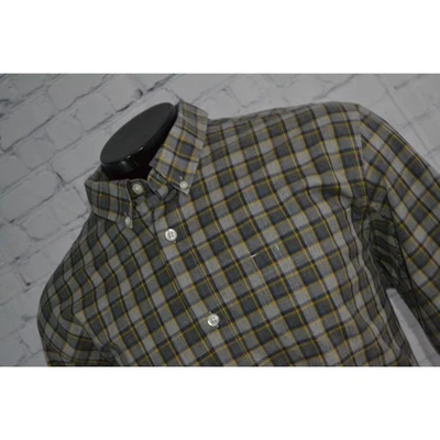 Duluth Trading Co Work Dress Shirt Gray Plaid Cotton Front Pocket Mens Size XL - Image 1 of 4