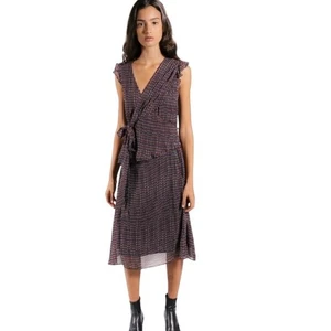 ANTHROPOLOGIE Lenon Matilda Dress Red Blue Wrap Crepe Sz.Medium NWOT - Picture 1 of 10