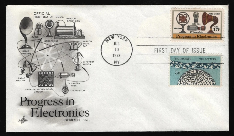 #1502 15c Progress in Electronics-Combo, Art Craft H/C **ANY 5=FREE SHIPPING** - Image 1 of 1