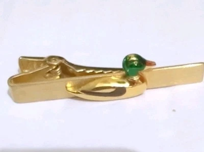 Clip de corbata vintage de pato esmalte mallardo tono dorado caza vida silvestre para hombre” Foto 1 de 4