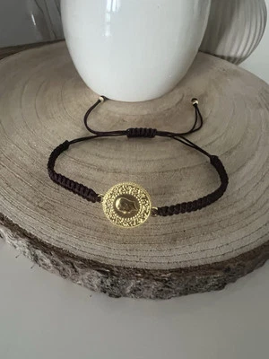 Ceyrek Bileklik|Armband| vergoldet|Altin Kaplama-Atatürk Münze|Makramee Braun - Bild 1 von 4