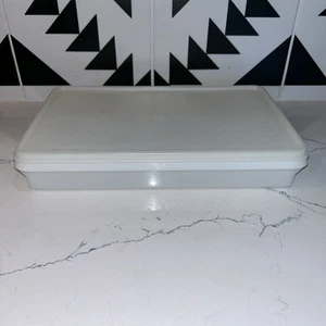 Vintage Tupperware 794 Bacon Keeper Rectangle Container Sheer/White w/ Lid - Picture 1 of 6