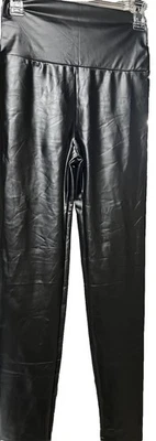 ❤️ Leggings de cuero sintético negro cintura alta talla M Foto 1 de 3