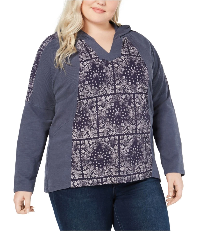 Moletom com capuz Style & Co. feminino alto-baixo, azul escuro, plus size, 2X - Imagem 1 de 1