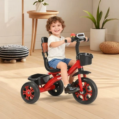 Dreirad Kinderwagen 4in1 Laufrad Laufhilfe Kinderdreirad mit Musikfunktion + RGB - Bild 1 von 4