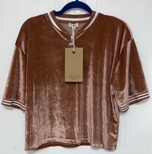 Neu mit Etikett POL 1/4-Reißverschluss Oversize Small Samt Roségold Top - Bild 1 von 9