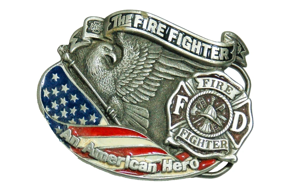 Gap Fire Fighter American Hero men's belt buckle 1994 pewter - Image 1 of 4