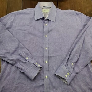 Ted Baker Endurance Button Up Dress Shirt Purple Turn Cuff Long Sleeve 17 34/35 - Picture 1 of 13