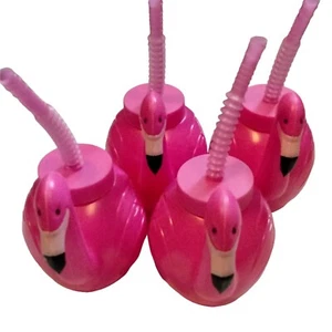 Pink Flamingo Travel Cup Lid Straw New 16 oz Boat Drinks Tiki Coastal lot 4 - Picture 1 of 11