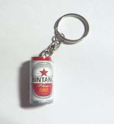 BINTANG BEER CAN Metal KEYCHAIN Keyring Novelty Indonesia 3D 1.5" Resin Red Cute - Image 1 of 4