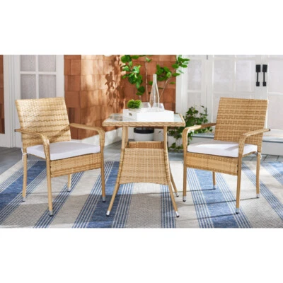 SAFAVIEH Colección Exterior Laban Bistro Set | Cojín Natural/Blanco | Foto 1 de 4