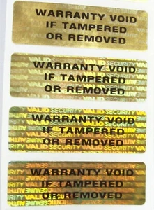 100 GOLD SVAG Warrant Hologram Security Label Stickers .625" x 2" Tamper Evident - Picture 1 of 2