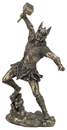 Acabado Bronce Dios Nórdico Thor con Martillo Estatua Escultura Mitología Vikinga Foto 1 de 1