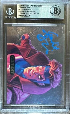 Tony Daniels auto insc card 1994 PowerBlast #5 X-men Gambit BAS Encap auto 10 /8 - Image 1 of 3