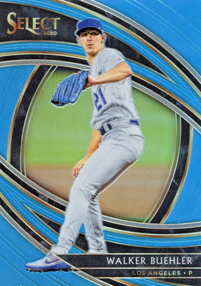 Walker Buehler Light Blue Prizm /35 2020 Panini Select 146 Dodgers Baseball Card - Image 1 of 2
