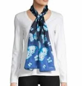 Echo Blue Butterfly Print Silk Scarf - Picture 1 of 3