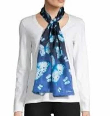 Echo Blue Butterfly Print Silk Scarf - Image 1 of 3