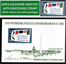 SIPEX '66 - Scott 1311 Souvenir+Scott 1310 matching stamp EXCELLENT MNH/OG (301)