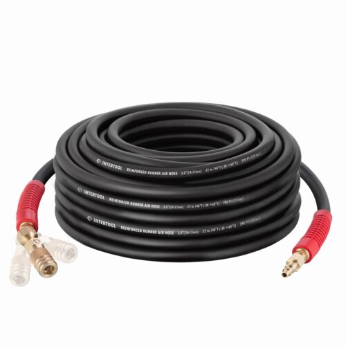 INTERTOOL  3/8” x 100ft Black Rubber Air Hose with Heavy Duty Lining PT08-1736