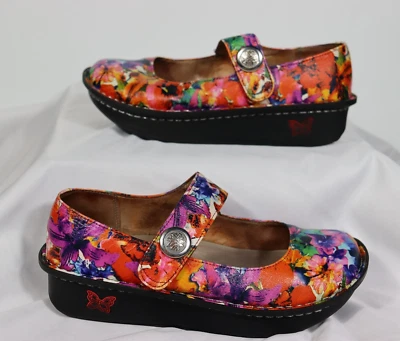 Zapatos Alegria Talla 36/US 6-6.5 Mary Jane Comfort Paloma Colorido Estampado Floral Foto 1 de 4