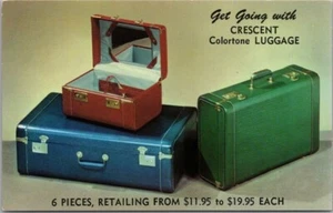Vintage Philadelphia Advertising Postcard "CRESCENT LEATHER GOODS" Luggage Set - Picture 1 of 2