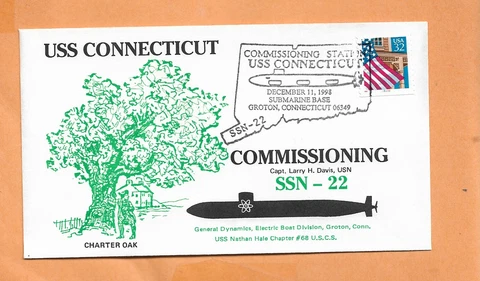 U.S.S. CONNECTICUT COMMISSIONING DEC 11,1998 GROTON  NAVAL COVER ** Cover