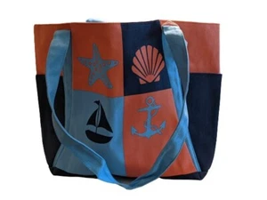 Beachcombers Coastal Life Multi-Color Sea Theme Canvas Tote Beach Bag New w/Tag  - Picture 1 of 9
