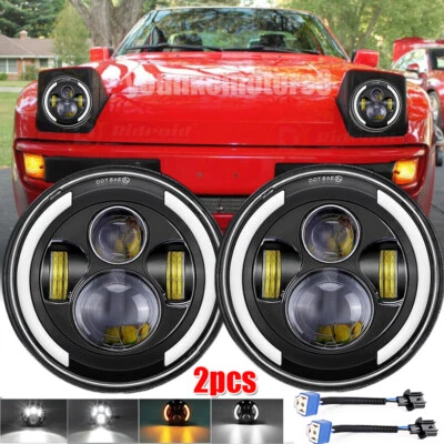 Faros LED redondos de haz alto-bajo DRL de 7 pulgadas para Porsche 944 1983-1991 2 piezas Foto 1 de 4