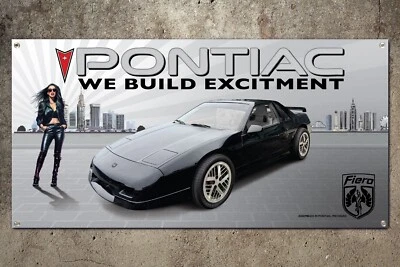 1986 Pontiac Fiero SE гараж баннер гараж баннер 2 фута x 4 фута - Изображение 1 из 2