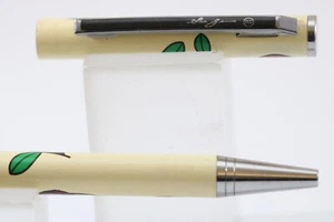 Vintage Sea Gems lackiert weiß schottische Rose Kugelschreiber (neue Mine montiert) - Bild 1 von 3