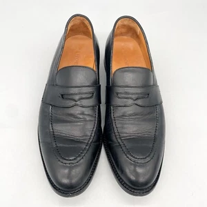 Beckett Simonon Mens 7 Cohen Penny Loafer Shoes Black Leather Split Toe Slip On - Picture 1 of 12