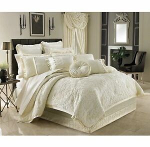 $550 J. Queen New York Marquis 4 Piece KING Comforter Set Ivory