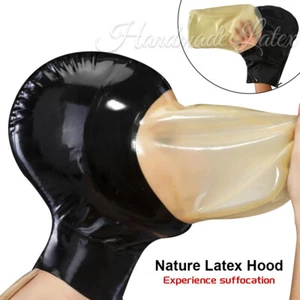 Latex Hood Mask with Breathing Bag Rubber Mask for Fetish BDSM Play Suffocation - Picture 1 of 6