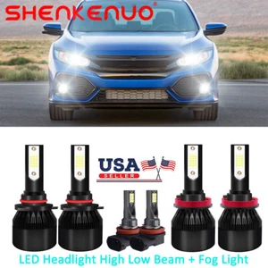 9005+H11+H11 6Pcs 6000K Front LED Headlight High Low + Fog Light Bulbs Kits 200W - Picture 1 of 12