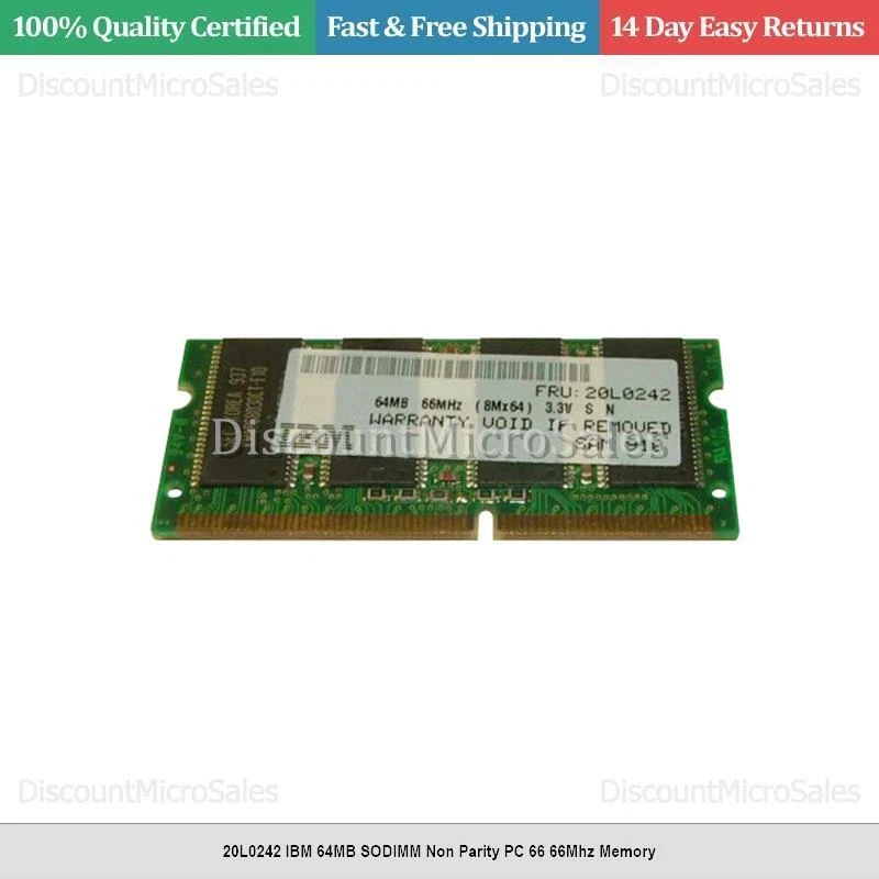 20L0242 IBM 64MB SODIMM Non Parity PC 66 66Mhz Memory - Image 1 of 1