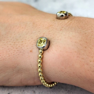 Brazalete solitario de diamantes champán tratados de 4 quilates certificado en plata 925 Foto 1 de 4