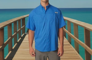 Columbia PFG Tamiami II Short Sleeve Shirt Blue Sz. L NWT MSRP $55 - Picture 1 of 11