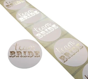 35 45MM BLANCO REDONDO ORO O PLATA LÁMINA EQUIPO NOVIA SOLTERA PEGATINAS ETIQUETAS - Imagen 1 de 1