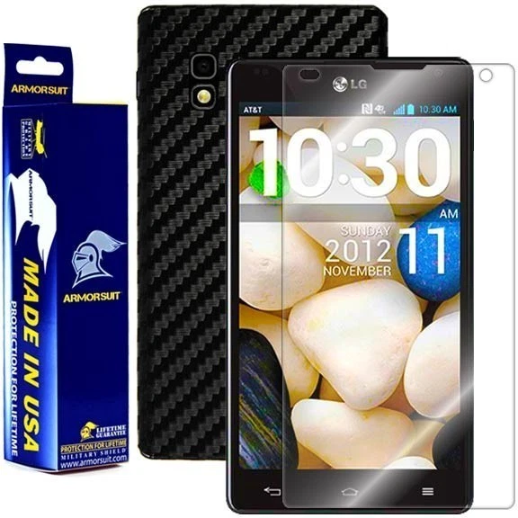 ArmorSuit LG Optimus G (AT&T) Screen Protector + Black Carbon Fiber Skin USA - Image 1 of 4