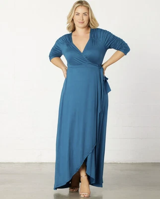 Maxi vestido envolvente Kiyonna Meadow Dream - topacio verde azulado 3X (22/24) Foto 1 de 4