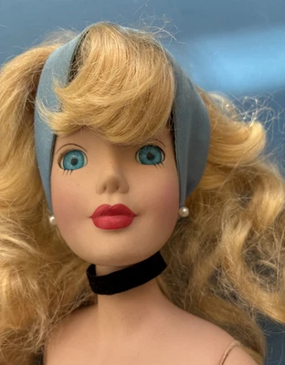 VINTAGE 16" 2002 Disney CINDERELLA Porcelain Keepsake Doll w/Blue Ball Gown - Image 1 of 4