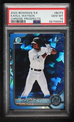 2022 Bowman Sapphire Edition Chrome Prospects Kahlil Watson #BCP-3 PSA 10 GEM MT - Image 1 of 2