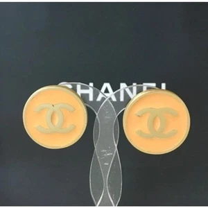 Chanel Authentic earrings COCO mark orange gold color logo Diameter 2.2cm C01 - Picture 1 of 4