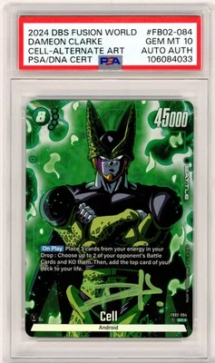 PSA 10 Signed Cell SR FB02-084 SR Alt Art Dragon Ball Fusion World Dameon Clarke - Image 1 of 2