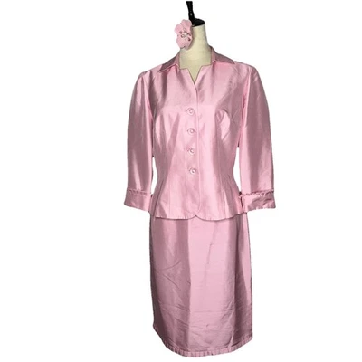 Traje Maggy London para mujer 10 de colección 100 % seda rosa con flor prendedor/clip Wicked Glinda Foto 1 de 4
