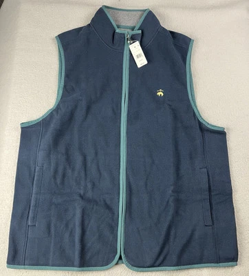 BROOKS BROTHERS Men’s Full Zip Teddy Fleece Vest Size X-Large Navy Blazer NWT - Image 1 of 4
