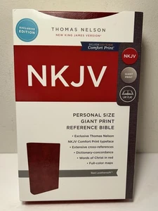 Thomas Nelson - NKJV Personal Size Giant Print Red Leathersoft - Picture 1 of 11