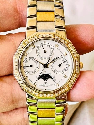 Baume & Mercier Riviera 5131.0518k Gold & Diamond Bezel Swiss Quartz Men's Watch - Image 1 of 4